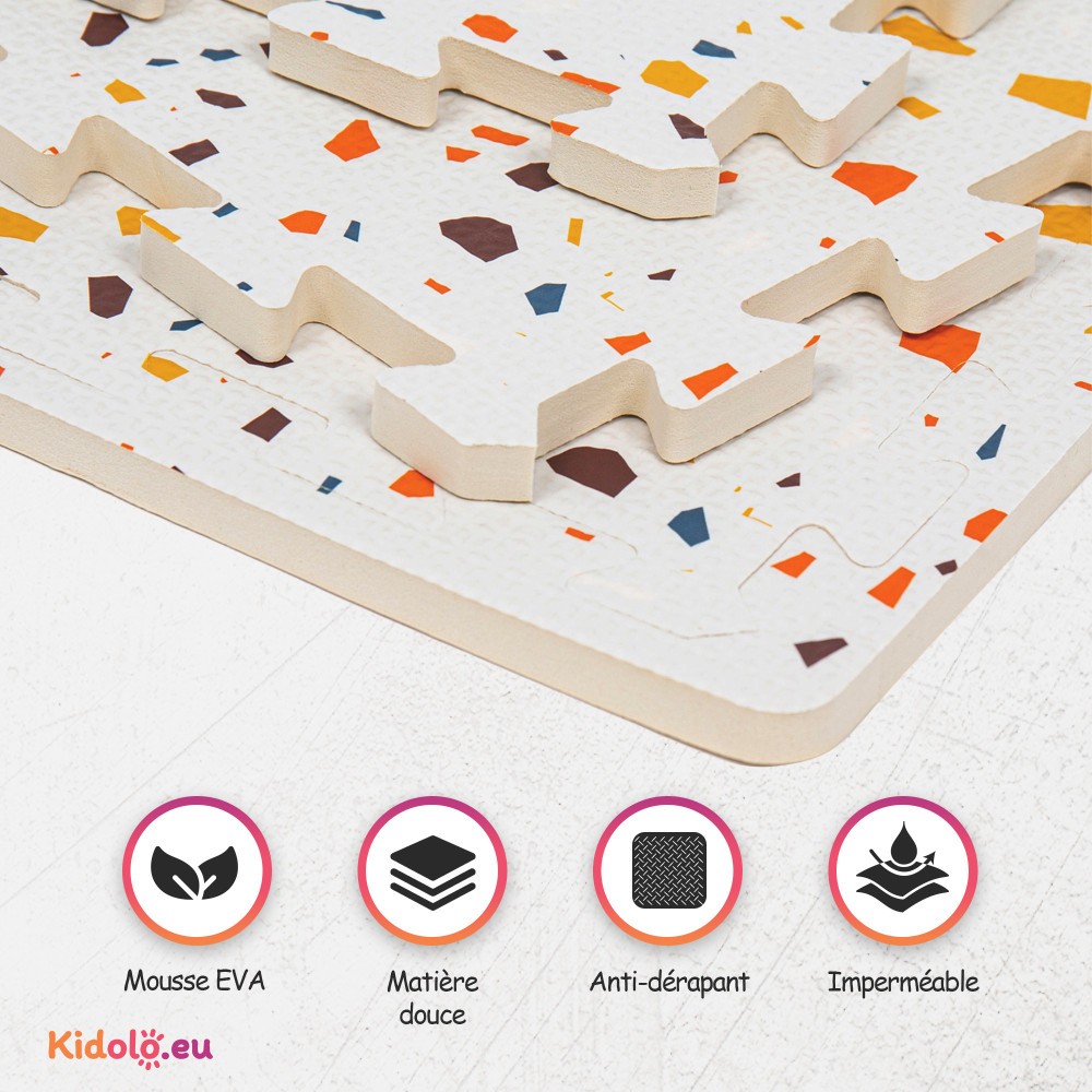 Grand Tapis Puzzle Pour Bébé 1,8X1,2M-6 Panneaux Xxl 60X60Cm Avec Motifs Confettis-Tapis De Jeu