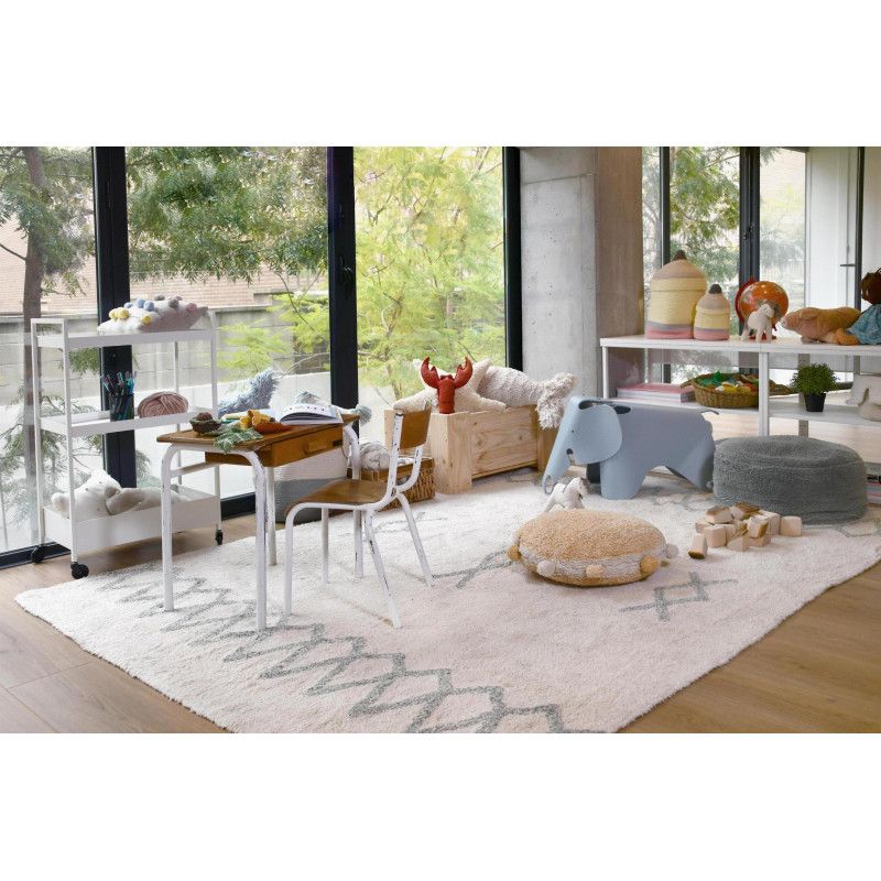 Tapis Coton Lavable Atlas Natural - Vintage Bleu par Lorena Canals - 170 x 240 cm