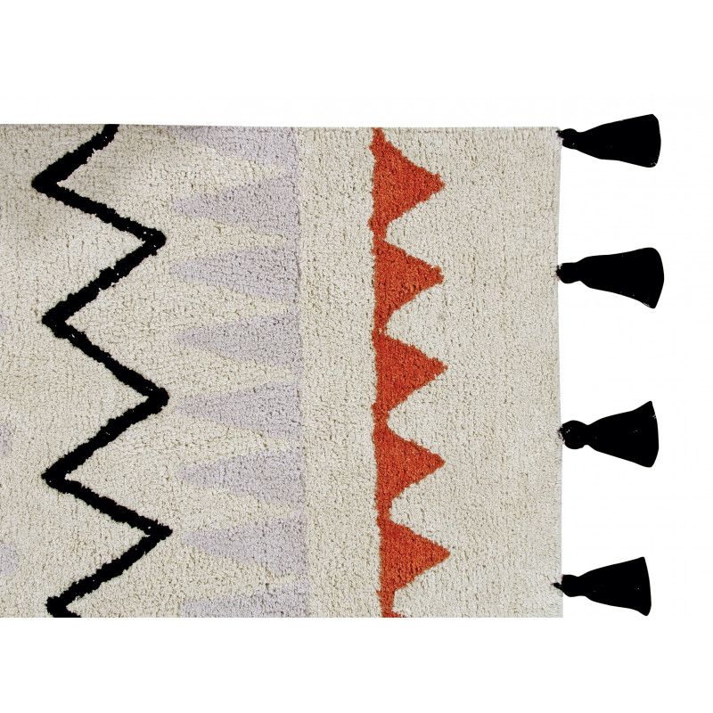 Tapis Coton Aztèque Crème Terracotta par Lorena Canals - 140 x 200 cm