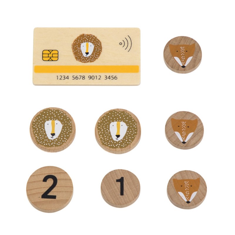 Caisse enregistreuse et accessoires en bois