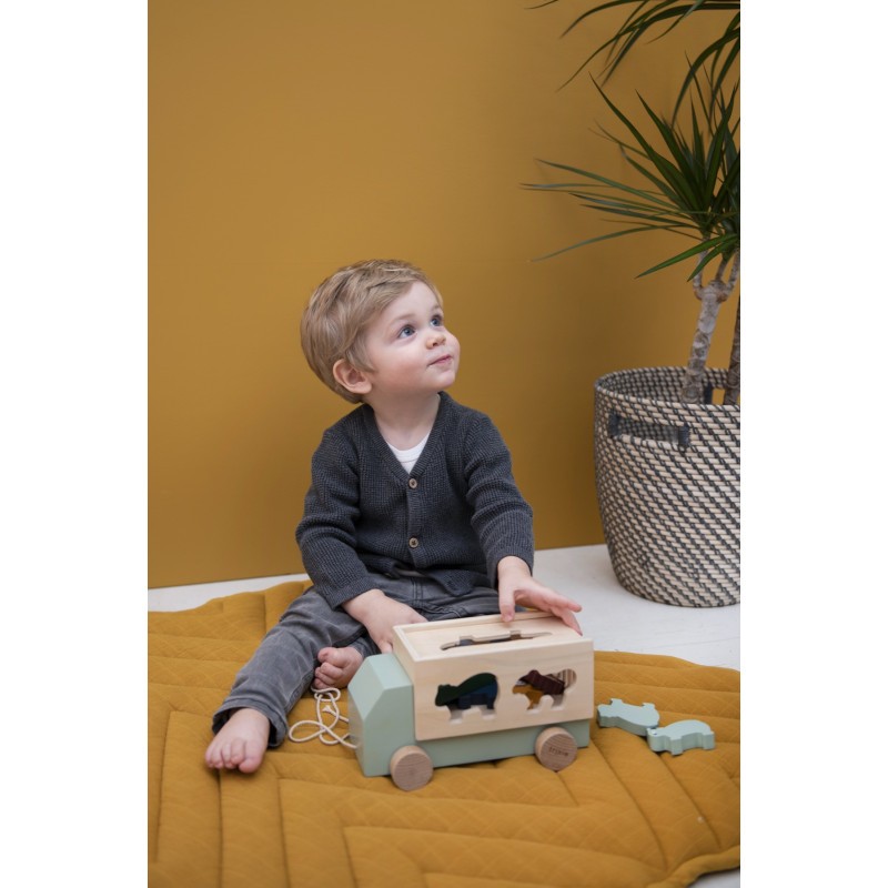 Camion en bois animaux