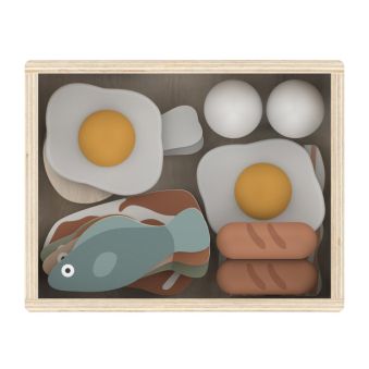 Poisson et viande en bois
