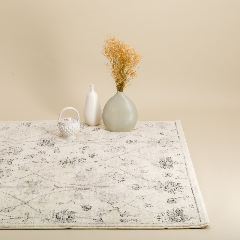 Tapis Inspiration Florale - Argent - L