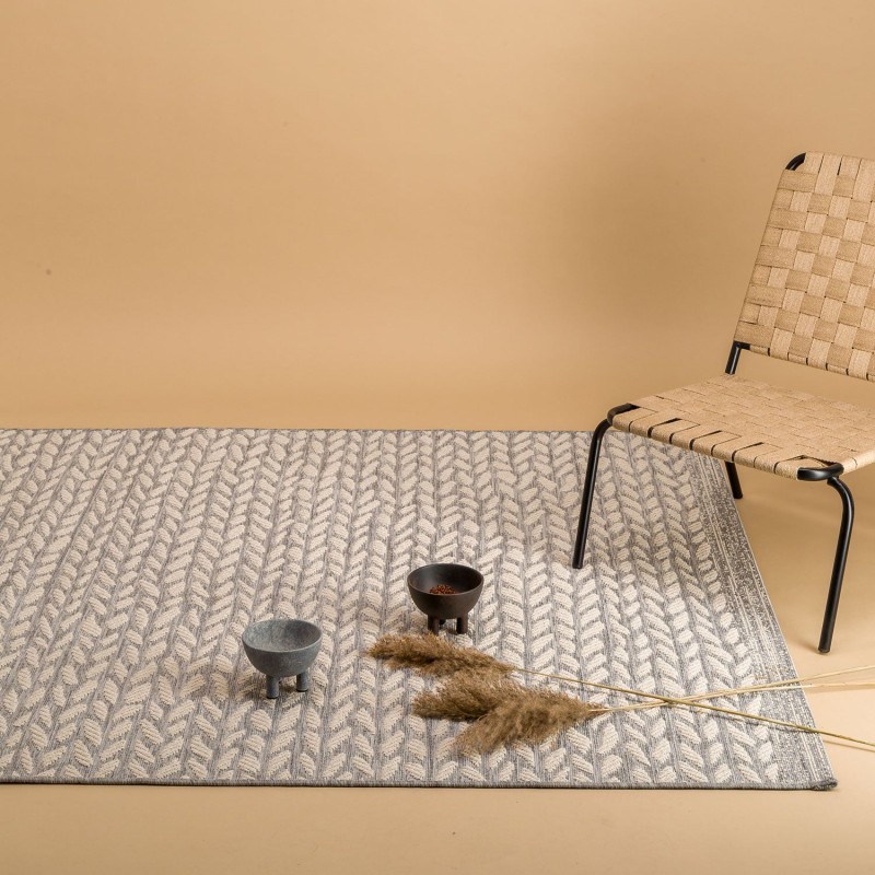 Tapis intérieur extérieur LEAVES - Gris - L