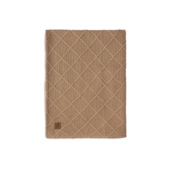 Couverture 100x150cm Check Knit - Biscuit/Teddy Fleece