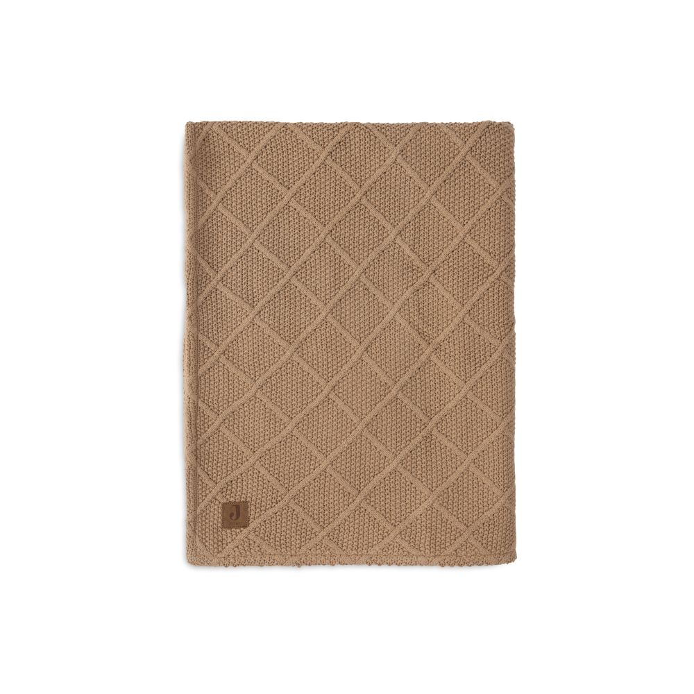 Couverture 100x150cm Check Knit - Biscuit/Teddy Fleece