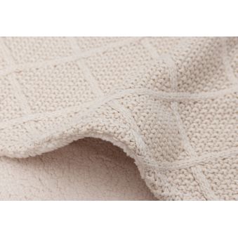 Couverture 100x150cm Check Knit - Oatmeal/Teddy Fleece