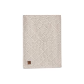 Couverture Berceau 75x100cm Check Knit - Oatmeal/Teddy Fleece