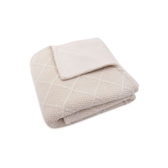 Couverture Berceau 75x100cm Check Knit - Oatmeal/Teddy Fleece