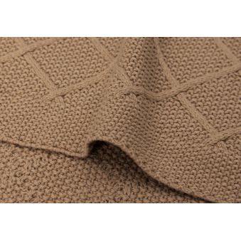 Couverture 100x150cm Check Knit - Biscuit