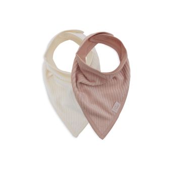 Bavoir Bandana Velvet Rib - Wild Rose/Ivory - 2 Unités