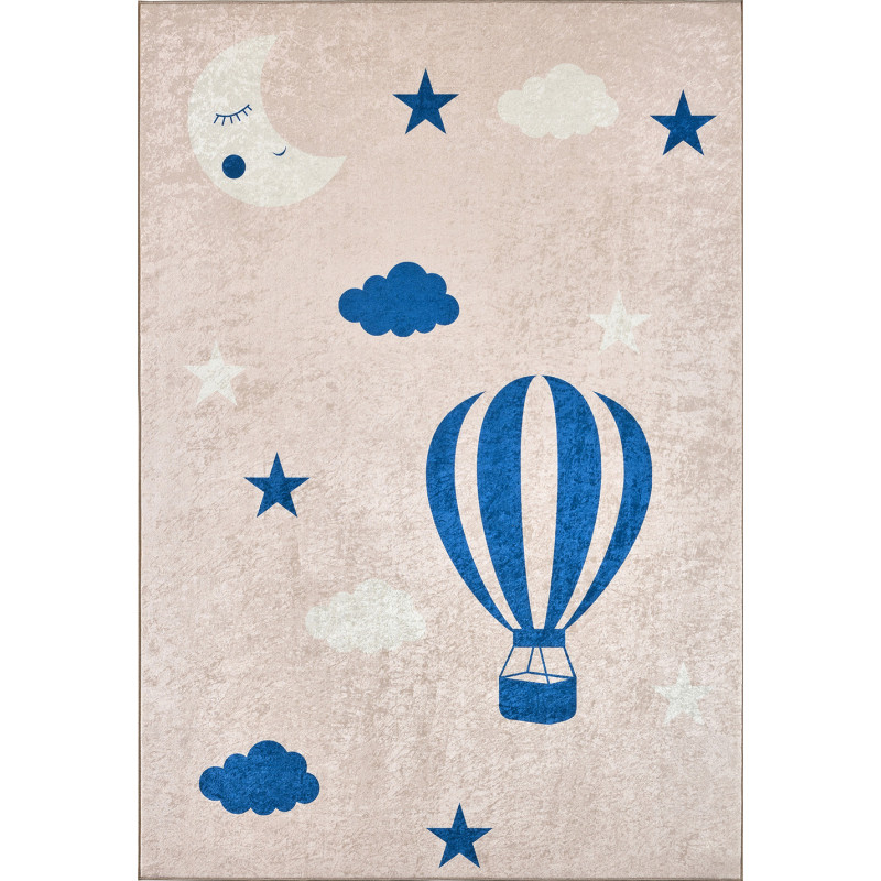 Tapis enfant montgolfière bleu 120 X 160 cm