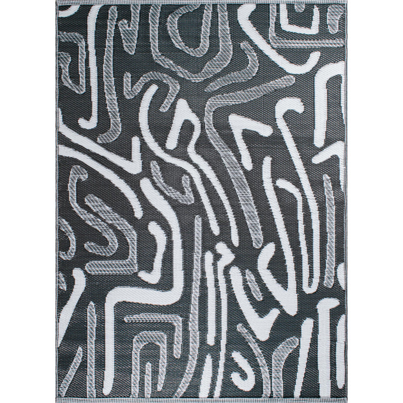 Tapis d'extérieur motifs abstrait noir 120 X 160 cm