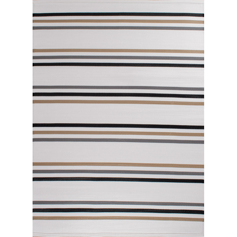 Tapis d'extérieur motifs rayures noir 120 X 160 cm