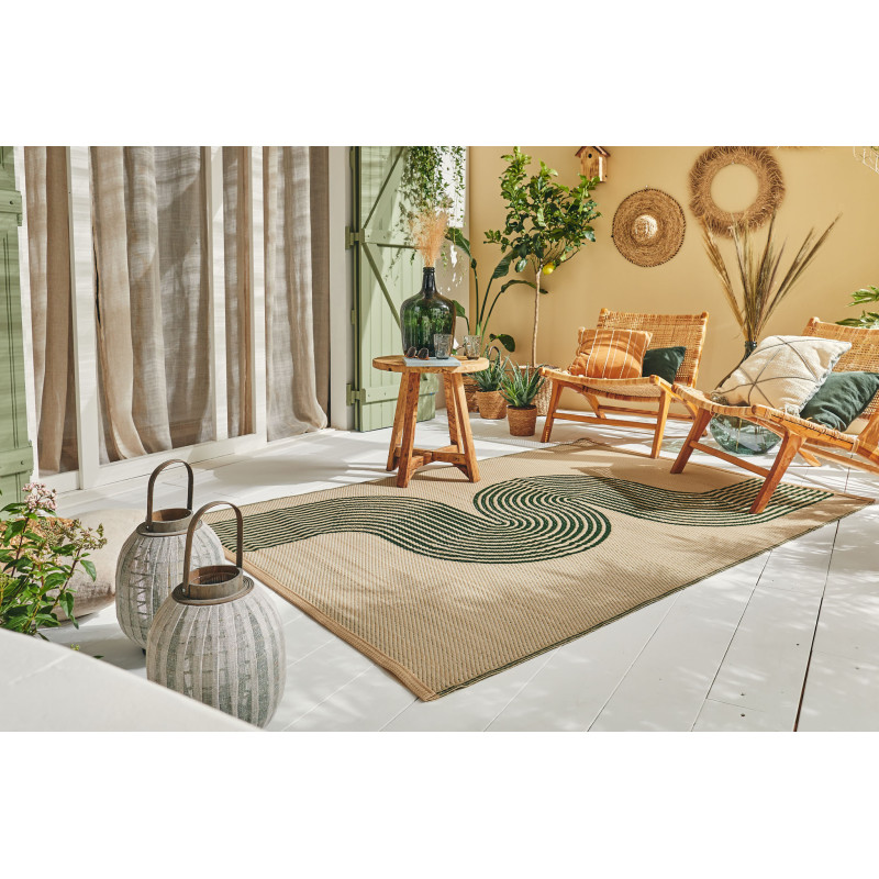 Tapis d'extérieur motif vague vert 120 X 160 cm