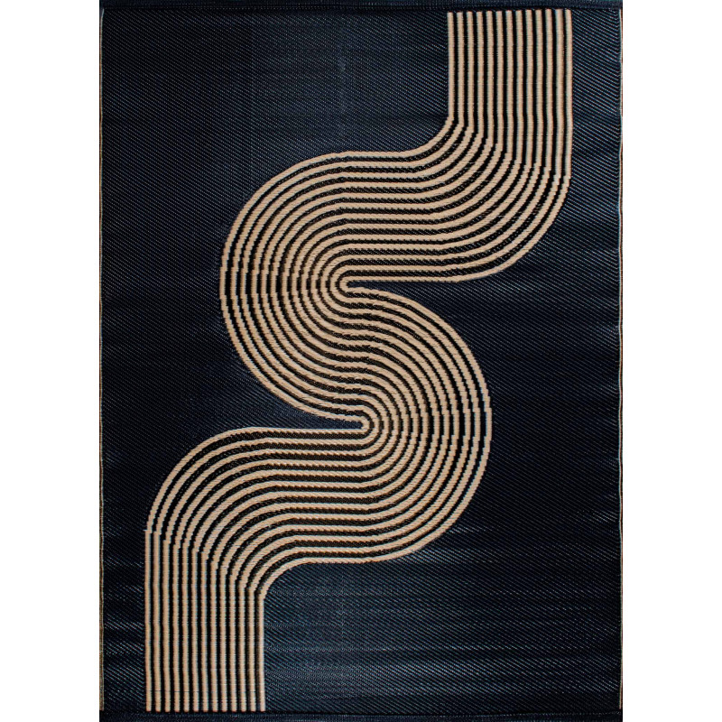 Tapis d'extérieur motif vague noir 120 X 160 cm