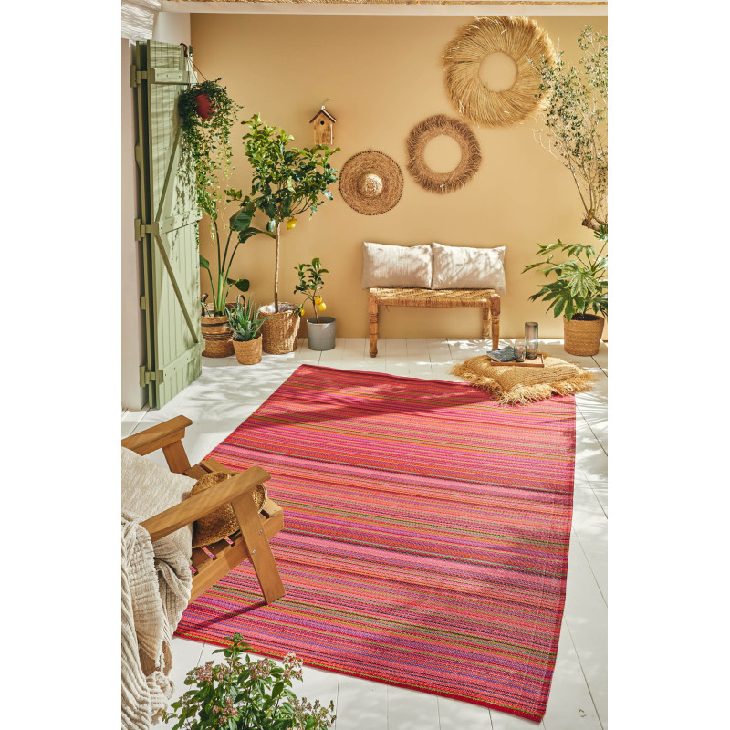 Tapis d'extérieur motif rayure dégradée violet 120 X 160 cm