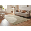 Tapis de salon à poils ras motif demi-cercle vert 80 X 150 cm