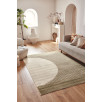 Tapis de salon à poils ras motif demi-cercle vert 80 X 150 cm