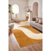 Tapis de salon à poils ras motif vague ocre 80 X 150 cm Tapis de salon à poils ras motif vague ocre 80 X 150 cm