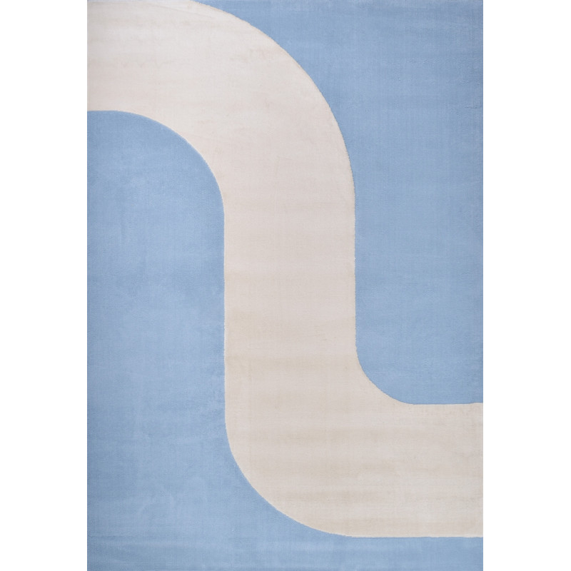 Tapis de salon à poils ras motif vague bleu 80 X 150 cm