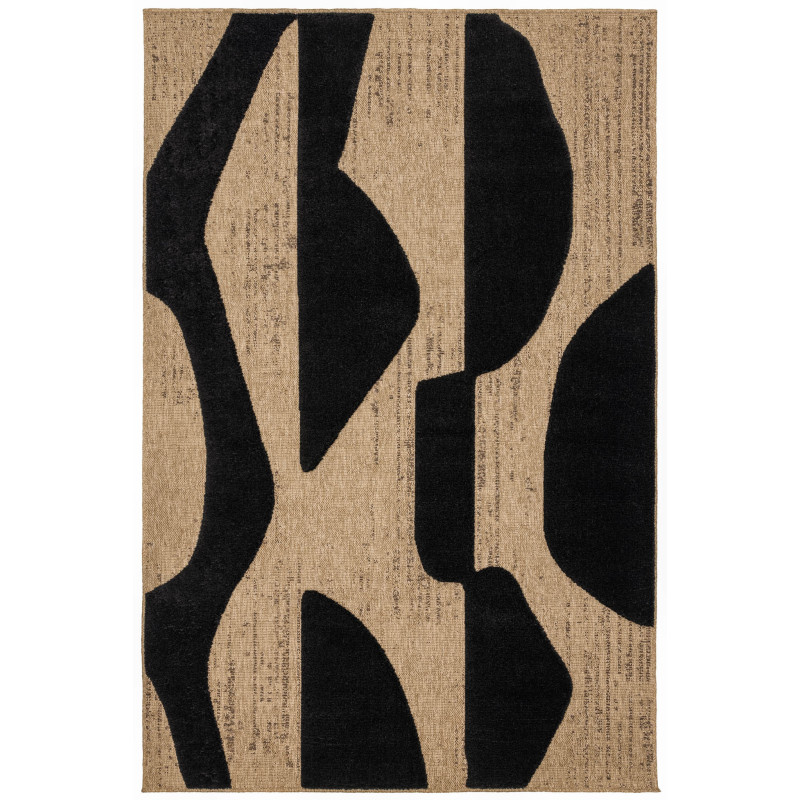 Tapis doux aspect jute motif abstrait noir 80 X 150 cm
