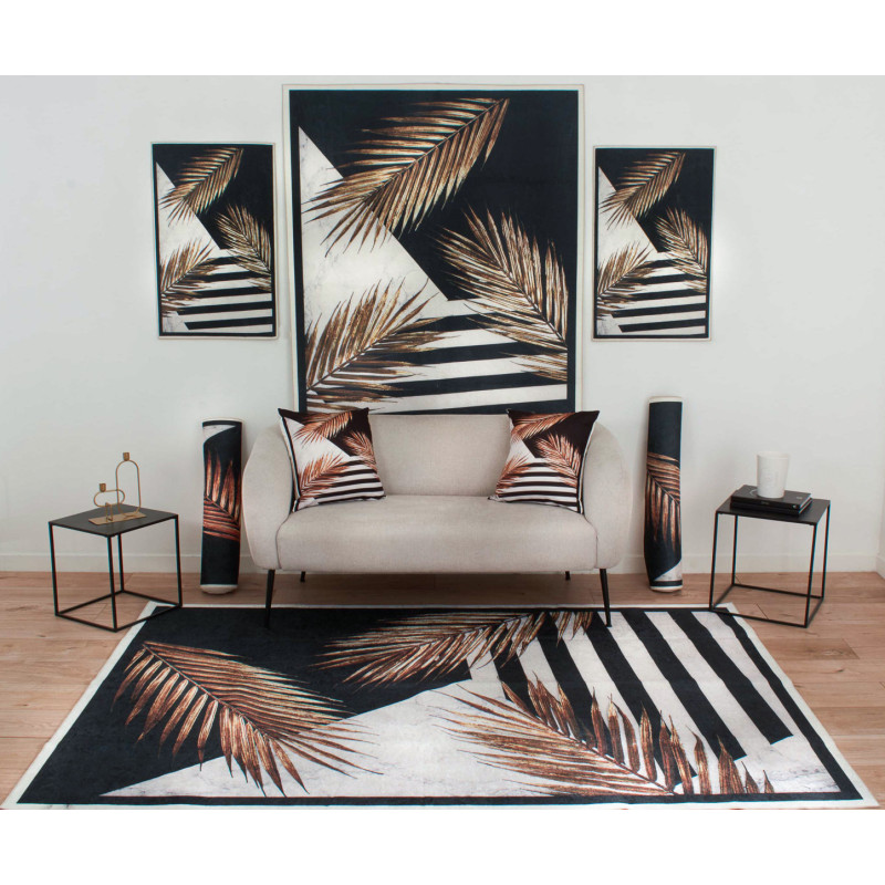 Tapis de salon plume noir et blanc 50 X 80 cm