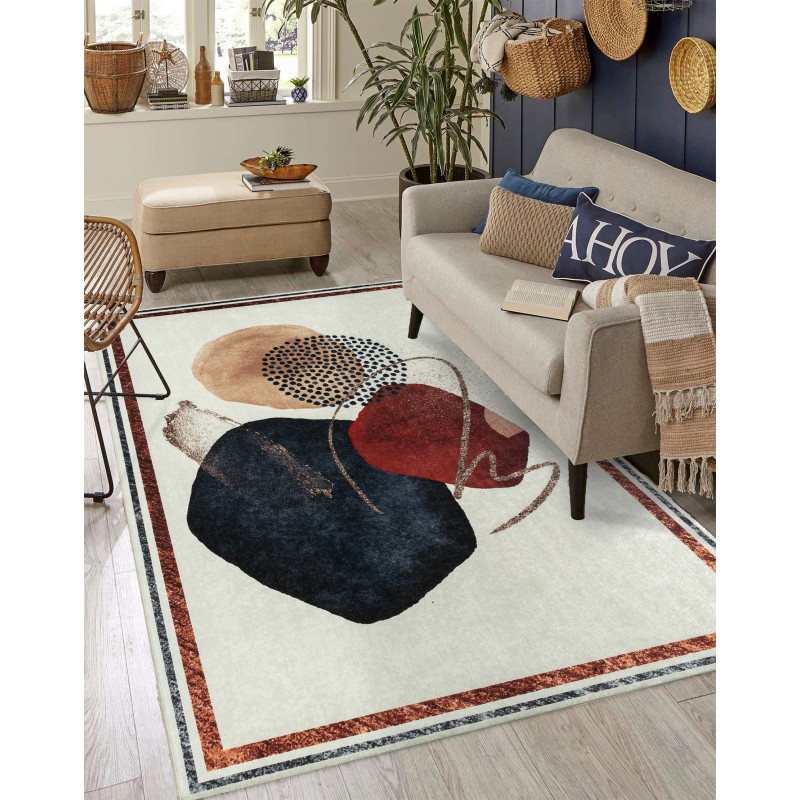 Tapis de salon formes multicolore 80 X 150 cm