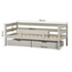 Lit junior ECO Comfort 70x160 avec tiroirs et barrière de sécurité, Gris Dove Lit junior ECO Comfort 70x160 avec tiroirs et barrière de sécurité, Gris Dove