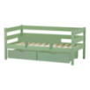 Lit junior ECO Comfort 70x160 avec tiroirs et barrière de sécurité, Vert pâle