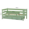 Lit junior ECO Comfort 70x160 avec tiroirs et barrière de sécurité, Vert pâle