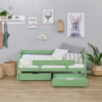 Lit junior ECO Comfort 70x160 avec tiroirs et barrière de sécurité, Vert pâle