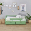 Lit junior ECO Comfort 70x160 avec tiroirs et barrière de sécurité, Vert pâle