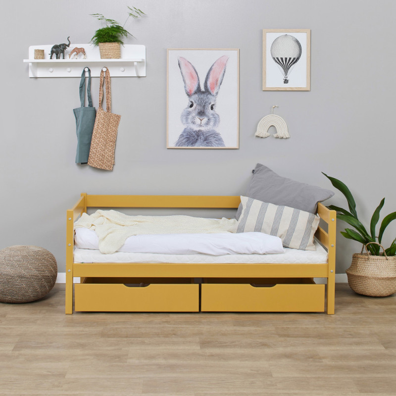 Lit junior ECO Comfort 70x160 avec tiroirs, Jaune d'Automne