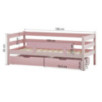 Lit junior ECO Comfort 70x160 avec tiroirs et barrière de sécurité, Rose pâle