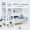 Lit superposé haut ECO Luxury 90x200cm avec échelle inclinée, cadre de lattes flexible, blanc Lit superposé haut ECO Luxury 90x200cm avec échelle inclinée, cadre de lattes flexible, blanc