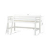 Lit mi-hauteur ECO Luxe 90x200cm avec échelle inclinée, Blanc