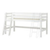 Lit mi-hauteur ECO Luxe 90x200cm avec échelle inclinée, Blanc
