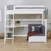 Lit MEGA de luxe ECO Hoppekids 90x200cm avec échelle inclinée, module de détente et bureau, Blanc