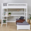 Lit MEGA de luxe ECO Hoppekids 90x200cm avec échelle inclinée, module de détente et bureau, Blanc