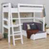 Lit MEGA de luxe ECO Hoppekids 90x200cm avec échelle inclinée, module de détente et bureau, Blanc