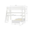 Lit MEGA de luxe ECO Hoppekids 90x200cm avec échelle inclinée, module de détente et bureau, Blanc