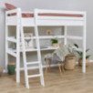 Lit mezzanine ECO Luxe Hoppekids 90x200 cm avec bureau et échelle inclinée, Blanc Lit mezzanine ECO Luxe Hoppekids 90x200 cm avec bureau et échelle inclinée, Blanc
