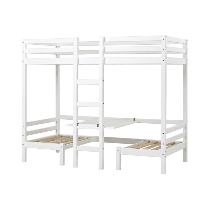 Lit superposé JUMBO Hoppekids ECO Dream avec table 90x200 cm, Blanc