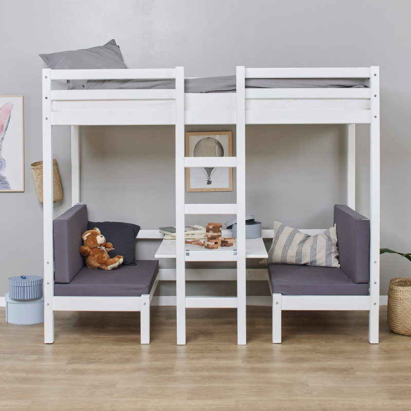 Lit superposé JUMBO Hoppekids ECO Dream avec table 90x200 cm, Blanc