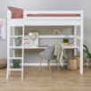 Lit mezzanine écologique Hoppekids de luxe 90x200cm avec bureau et échelle inclinée, cadre à lattes flexible, blanc