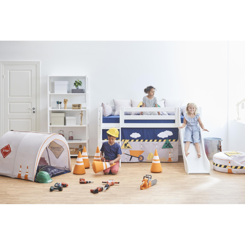 Lit mi-hauteur ECO Luxury 90x200cm avec toboggan, cadre à lattes flexible, blanc