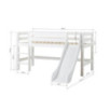 Lit mi-hauteur ECO Luxury 90x200cm avec toboggan, cadre à lattes flexible, blanc Lit mi-hauteur ECO Luxury 90x200cm avec toboggan, cadre à lattes flexible, blanc