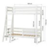 Lit superposé de luxe Hoppekids ECO avec échelle inclinée et 1/2 barrière de lit 70x160 cm, Blanc Lit superposé de luxe Hoppekids ECO avec échelle inclinée et 1/2 barrière de lit 70x160 cm, Blanc