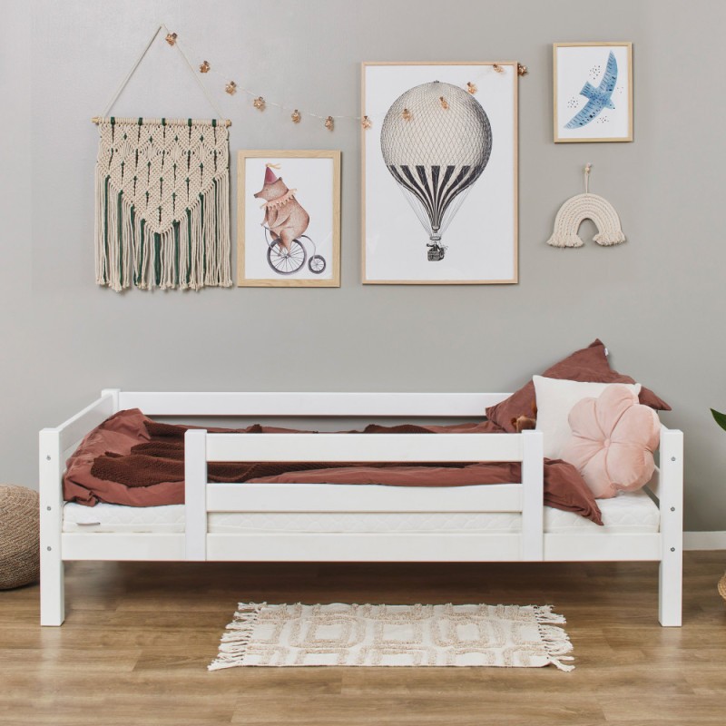 Lit junior Hoppekids ECO Luxury 90x200 cm avec 1/2 barrière de lit, Blanc